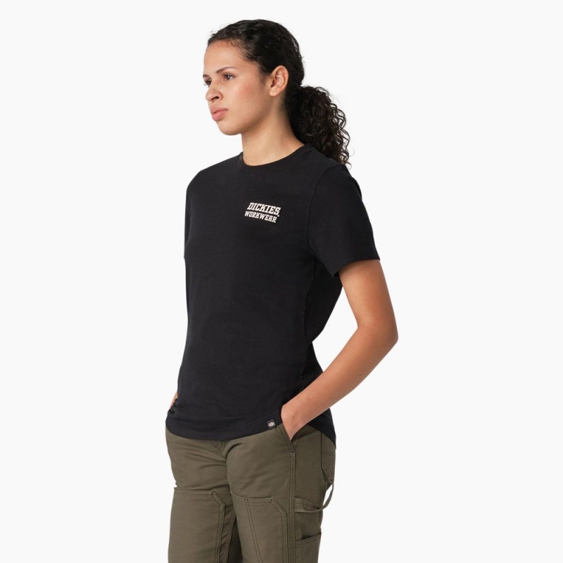 Women's Dickies Heavyweight Workwear Graphic T-Shirt Black | 648592CWK