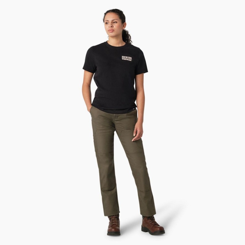 Women's Dickies Heavyweight Workwear Graphic T-Shirt Black | 648592CWK