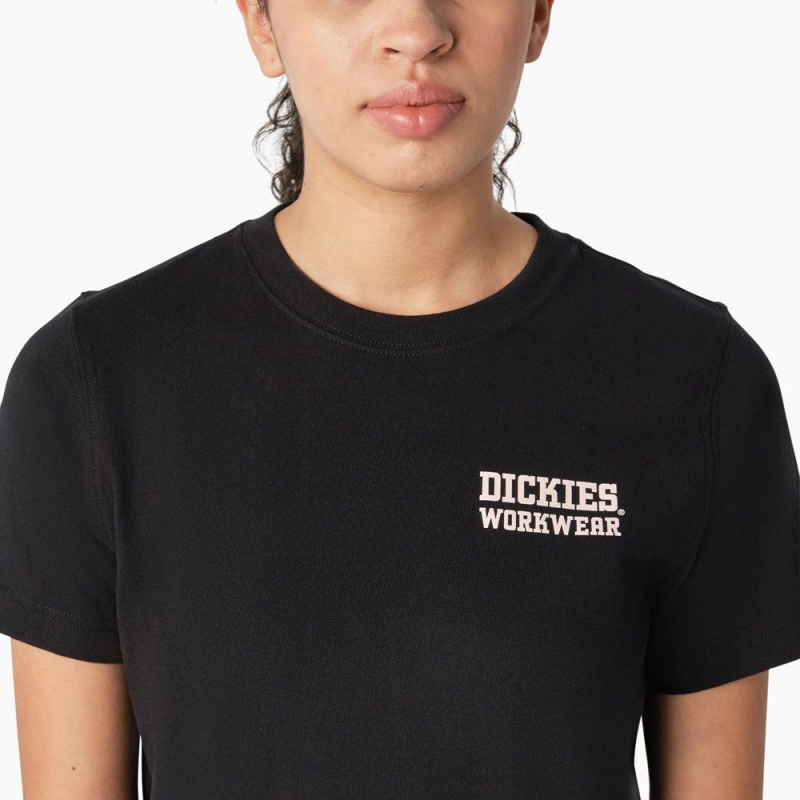 Women's Dickies Heavyweight Workwear Graphic T-Shirt Black | 648592CWK