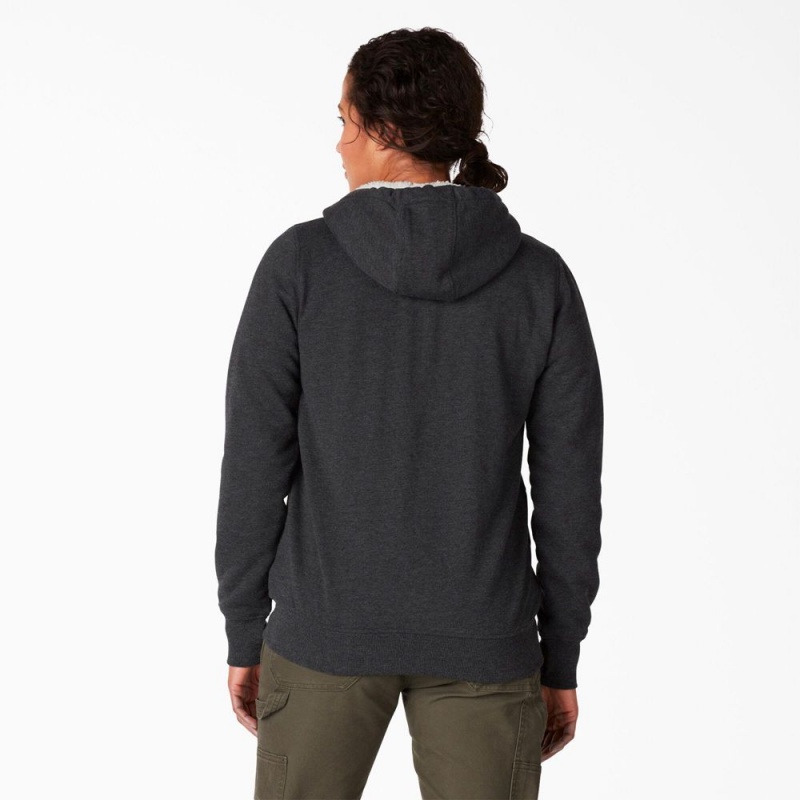 Women's Dickies High Pile Fleece Lined Hoodie Black | 791456PDE