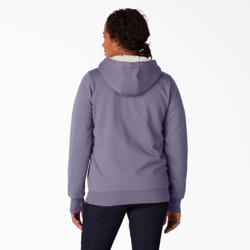 Women's Dickies High Pile Fleece Lined Hoodie Purple | 826047EOS