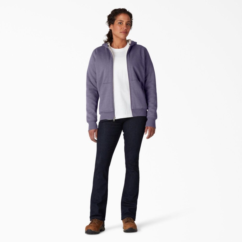 Women's Dickies High Pile Fleece Lined Hoodie Purple | 826047EOS