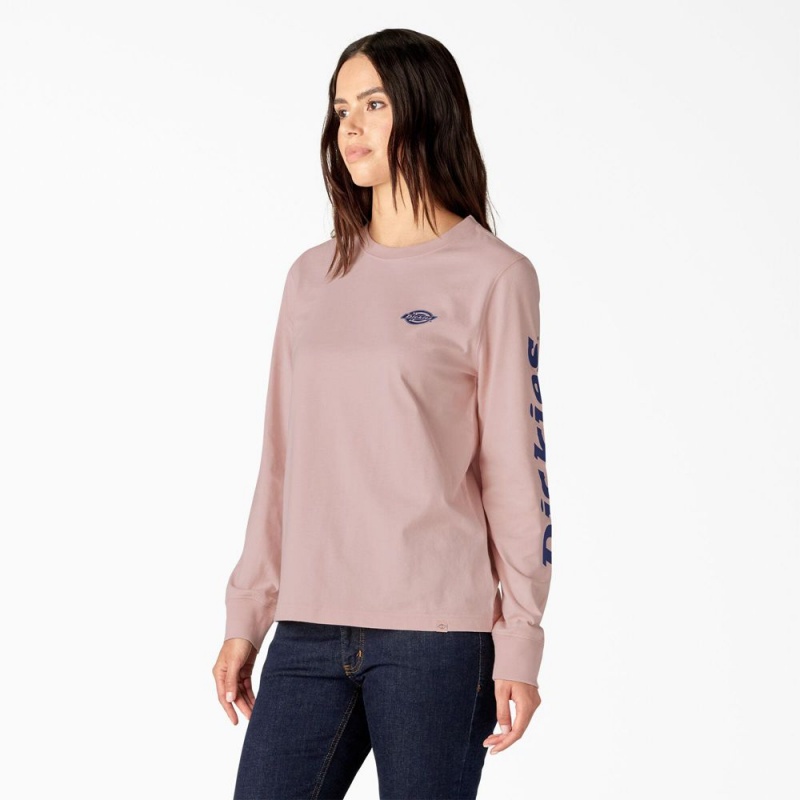 Women's Dickies Long Sleeve Heavyweight Graphic T-Shirt Pink | 271985PSZ