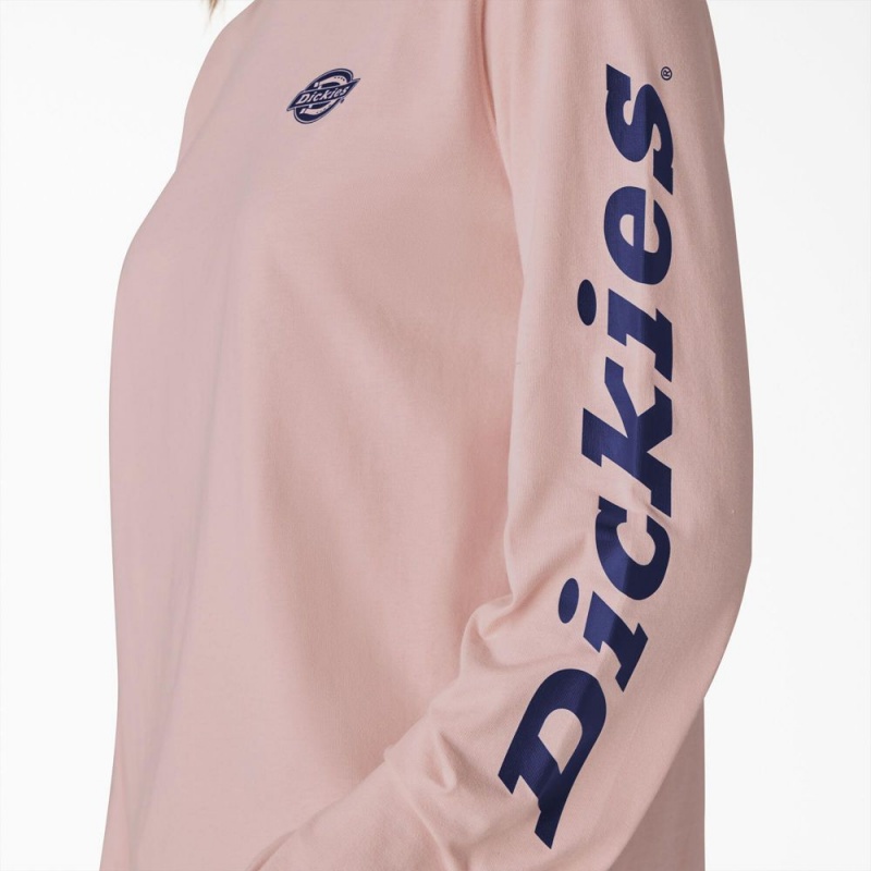 Women's Dickies Long Sleeve Heavyweight Graphic T-Shirt Pink | 271985PSZ