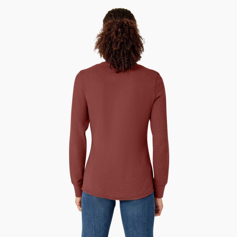 Women's Dickies Long Sleeve Thermal T-Shirt Red | 725810GVP