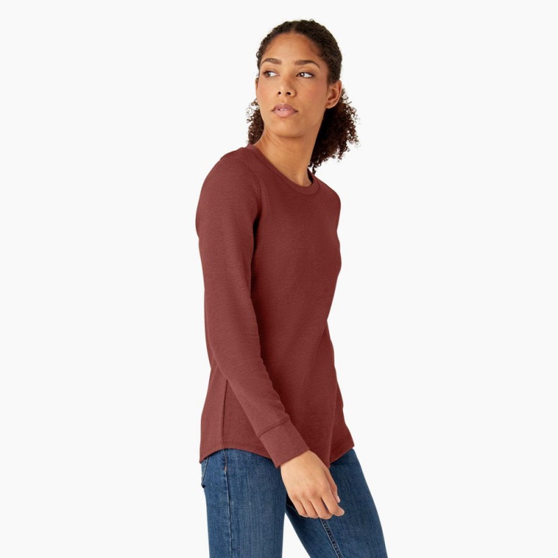 Women's Dickies Long Sleeve Thermal T-Shirt Red | 725810GVP