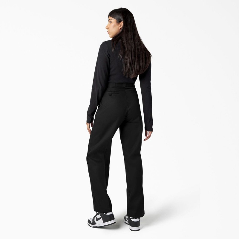 Women's Dickies Loose Fit Double Knee Work Pants Black | 986014UPQ