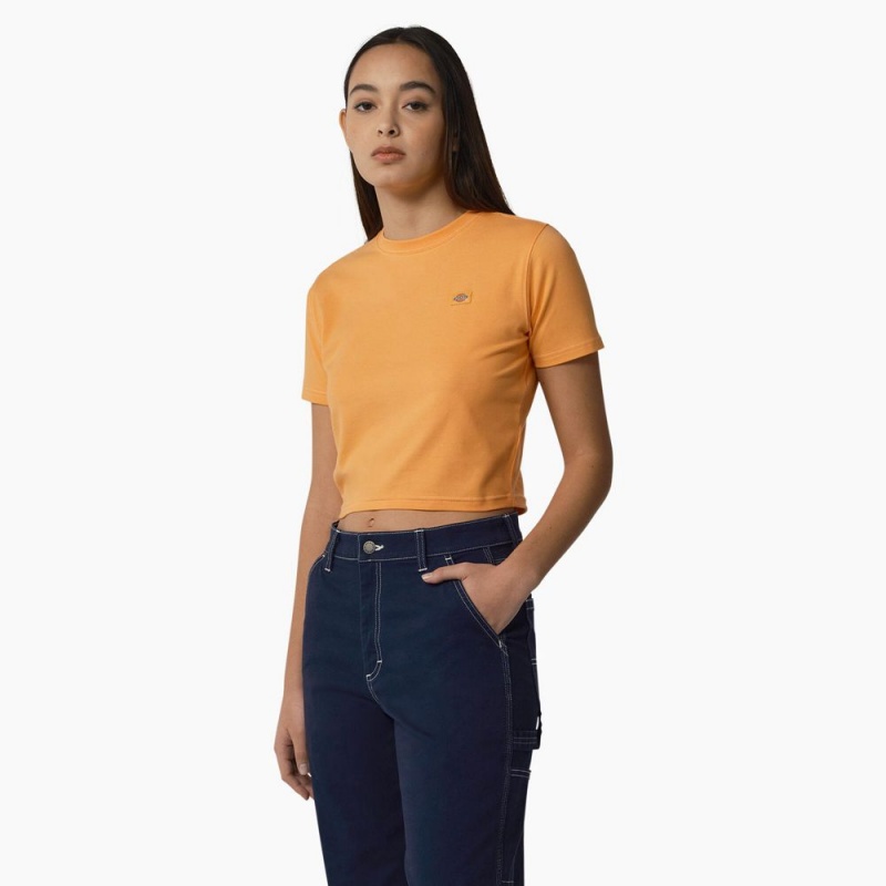 Women's Dickies Maple Valley Cropped T-Shirt Yellow | 408312TFR