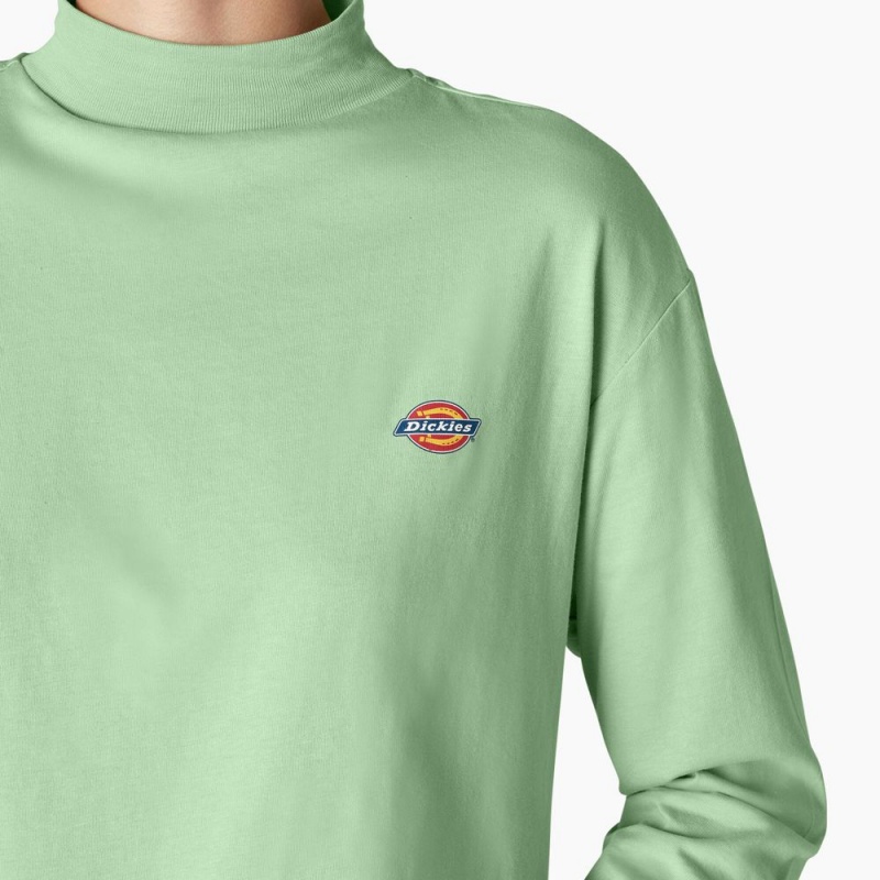 Women's Dickies Mapleton High Neck Long Sleeve T-Shirt Green | 254690SVD