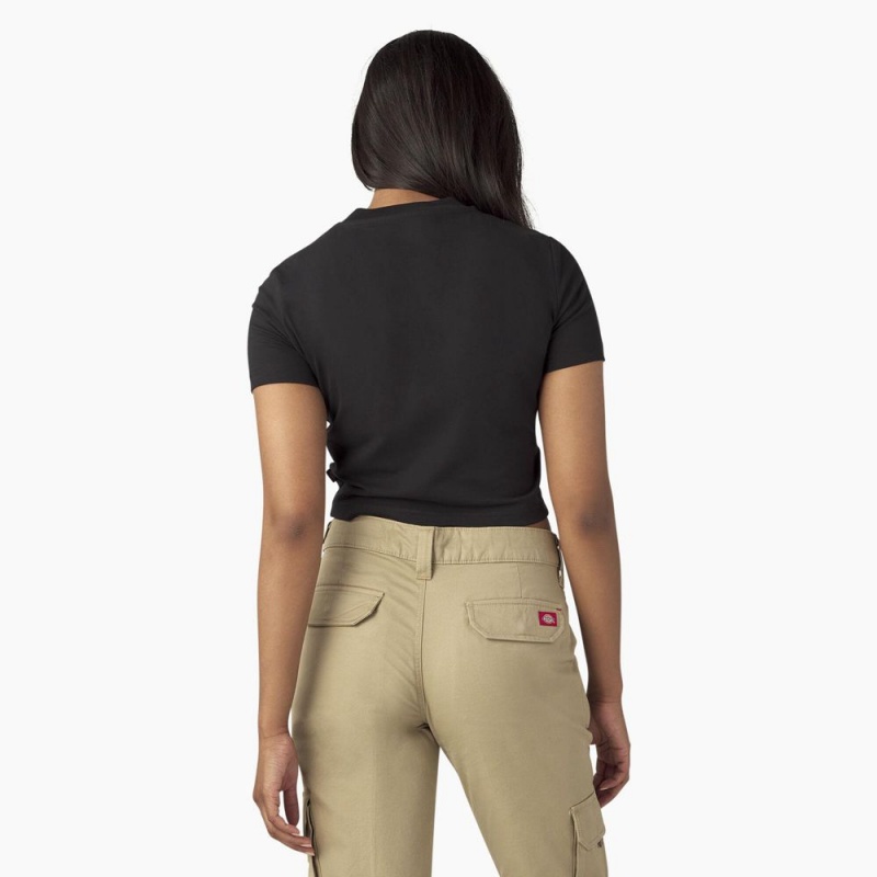 Women's Dickies Mayetta Cropped T-Shirt Black | 481639YCG