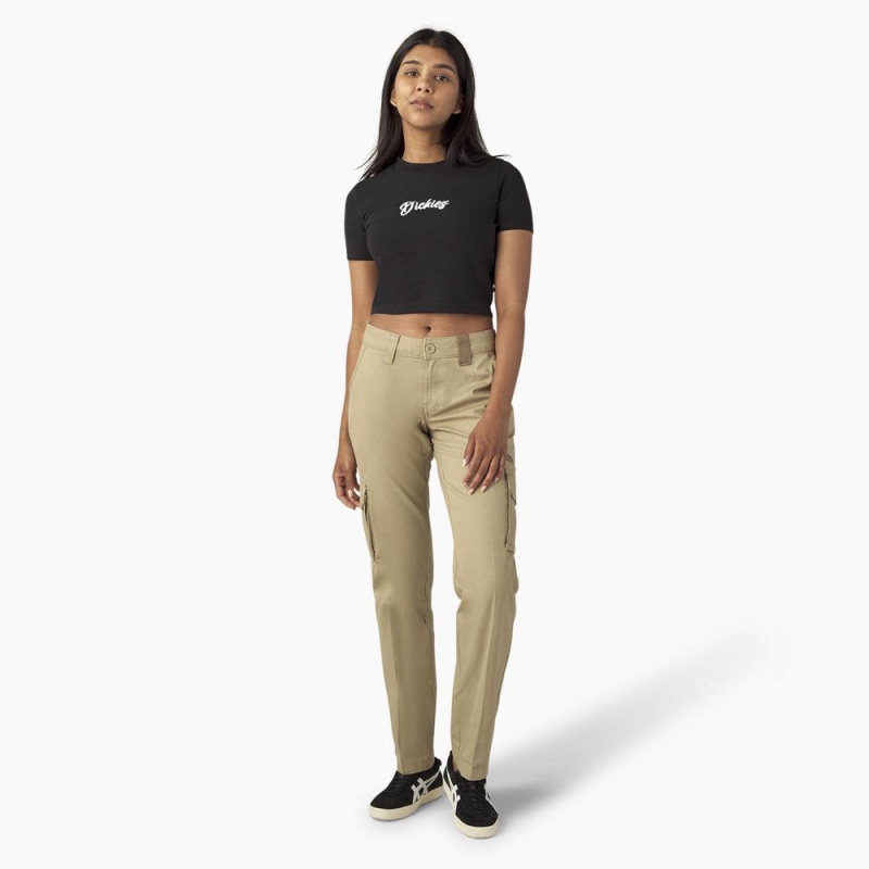 Women's Dickies Mayetta Cropped T-Shirt Black | 481639YCG