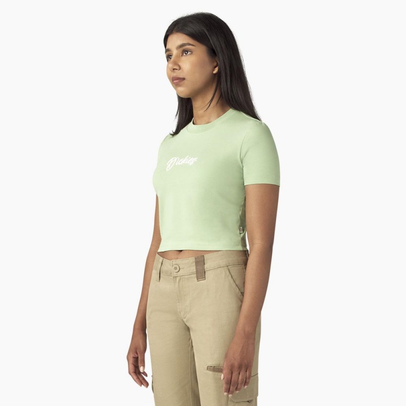 Women's Dickies Mayetta Cropped T-Shirt Green | 940758NPU