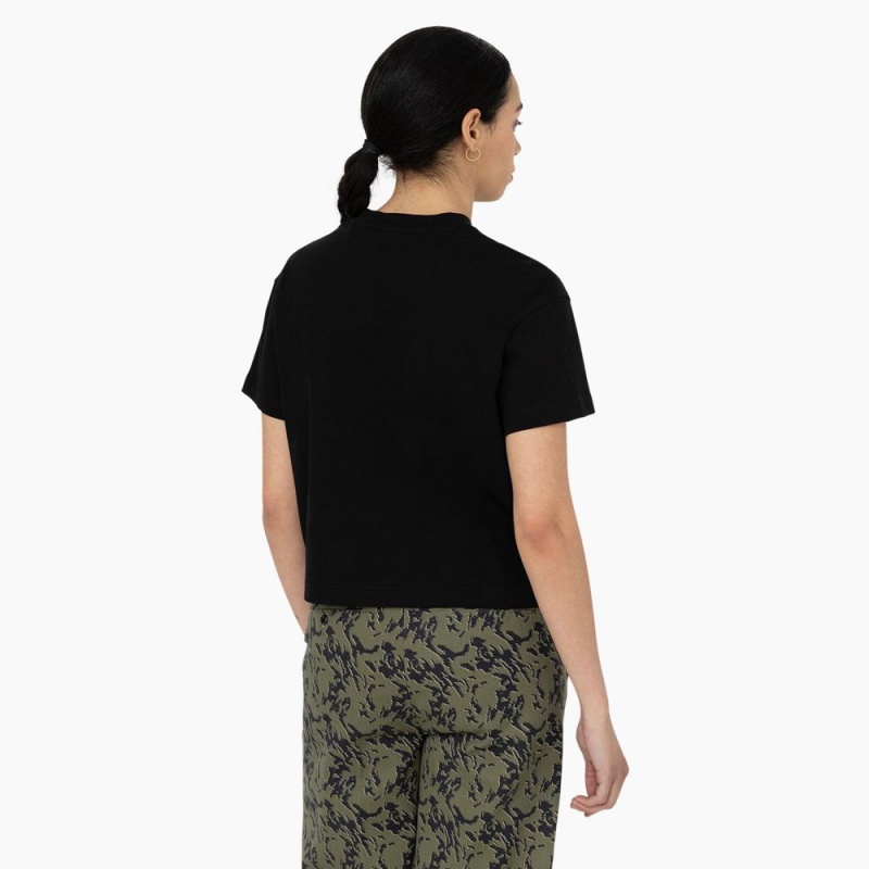 Women's Dickies Oakport Cropped T-Shirt Black | 586270JUH