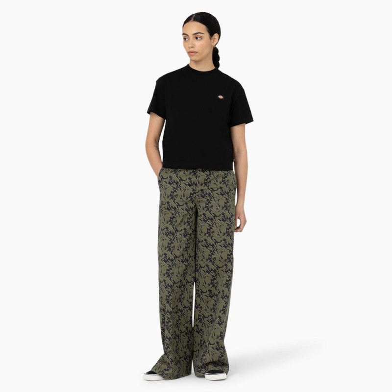 Women's Dickies Oakport Cropped T-Shirt Black | 586270JUH