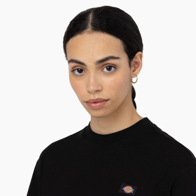 Women's Dickies Oakport Cropped T-Shirt Black | 586270JUH