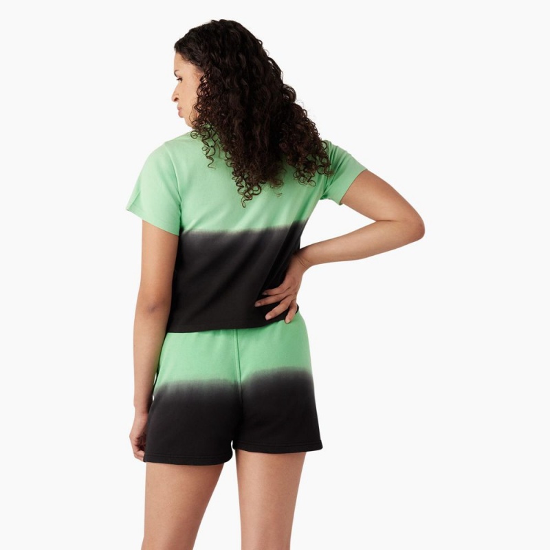 Women's Dickies Ombre Cropped T-Shirt Green | 183250MEU