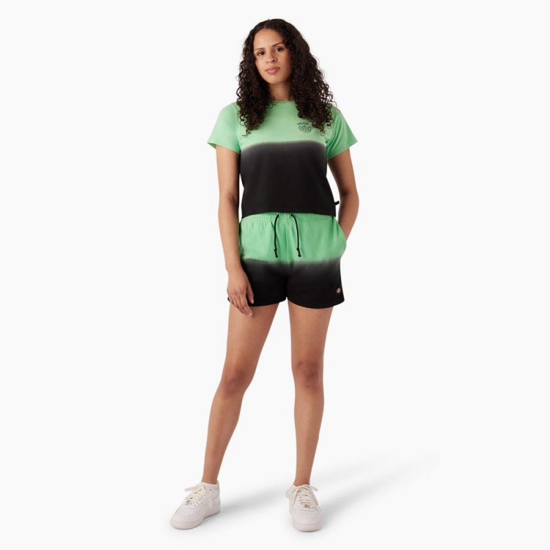 Women's Dickies Ombre Cropped T-Shirt Green | 183250MEU