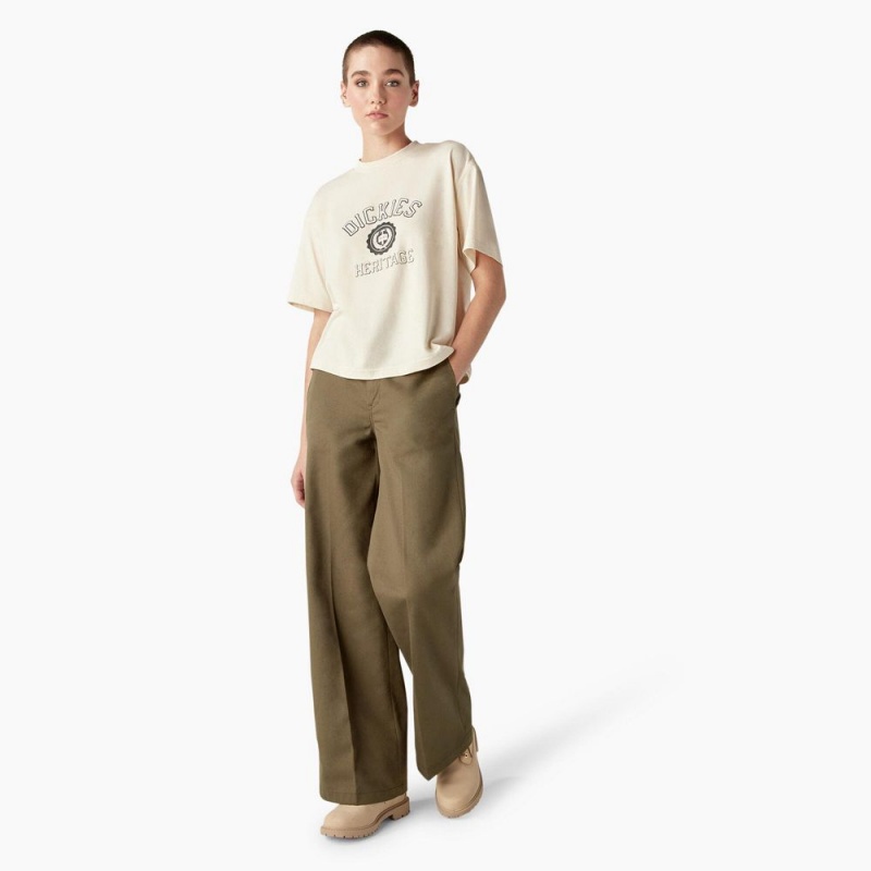 Women's Dickies Oxford Graphic T-Shirt Beige | 021654UNQ