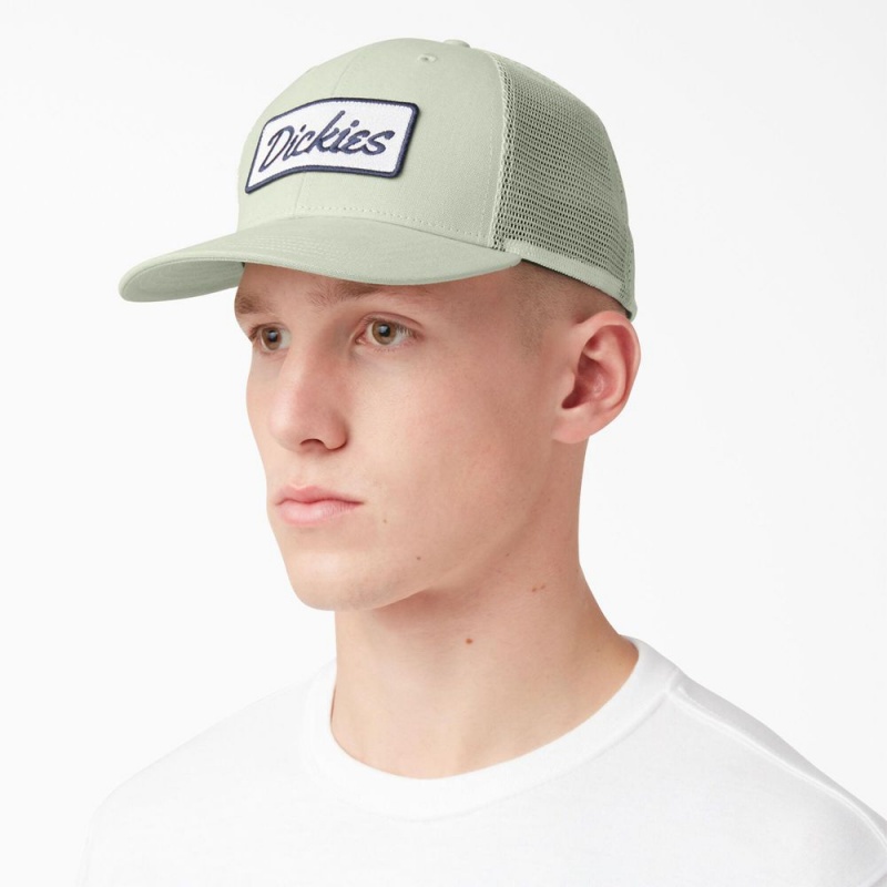 Women's Dickies Patch Logo Trucker Cap Green | 053218DPF