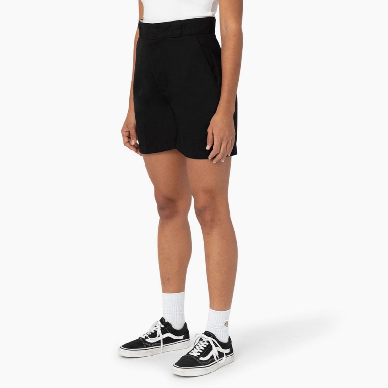 Women's Dickies Phoenix Shorts Black | 104856RTI