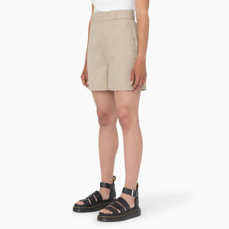 Women's Dickies Phoenix Shorts Khaki | 397520CJQ