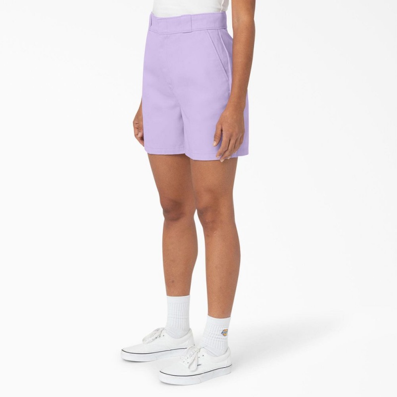 Women's Dickies Phoenix Shorts Purple | 051892NMQ