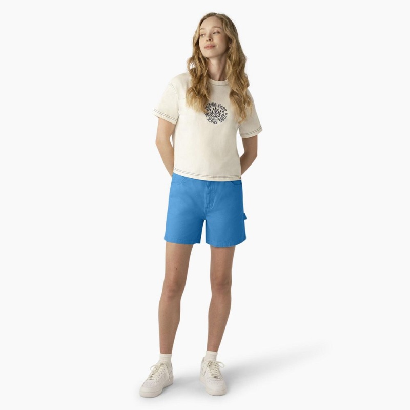 Women's Dickies Regular Fit Duck Shorts Blue | 261349UJL