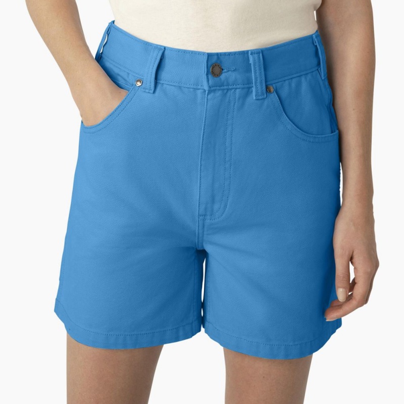 Women's Dickies Regular Fit Duck Shorts Blue | 261349UJL