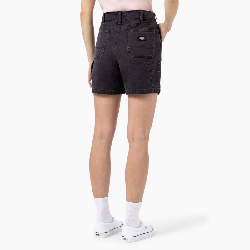 Women's Dickies Regular Fit Duck Shorts Black | 106795LST