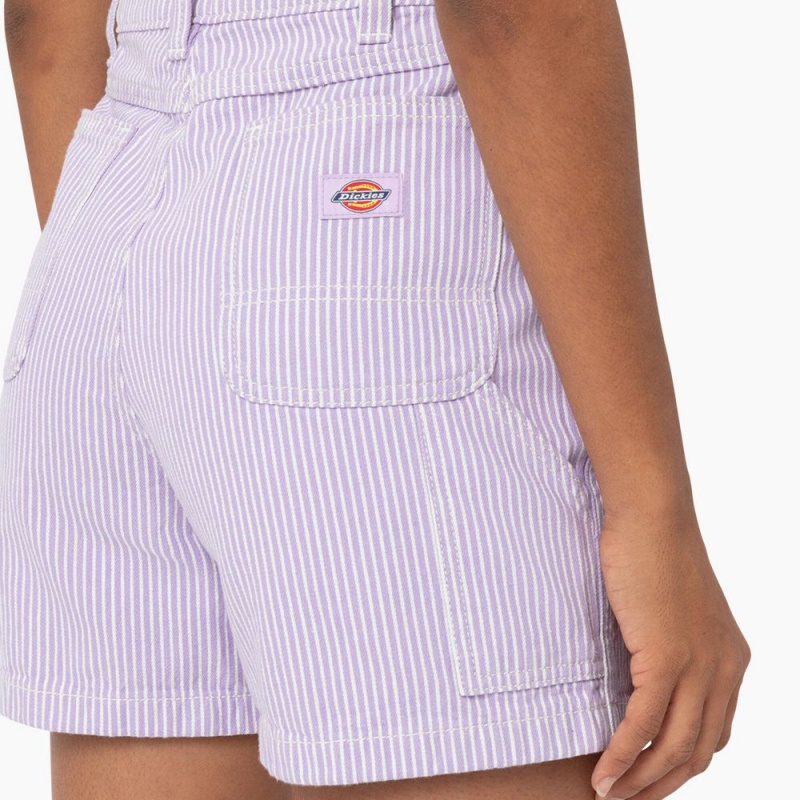 Women's Dickies Regular Fit Hickory Stripe Shorts Purple | 301725NSC