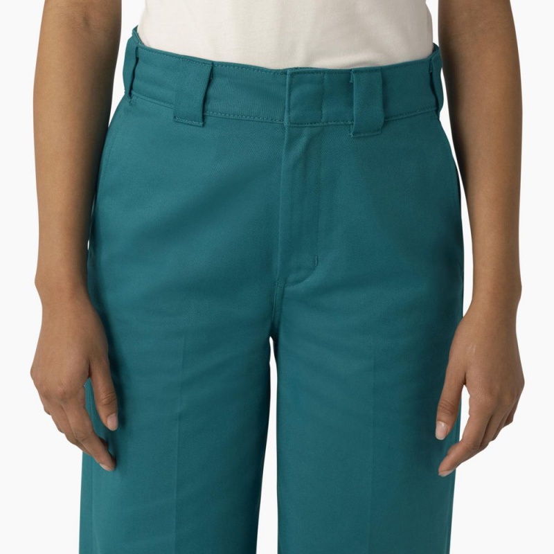 Women's Dickies Regular Fit Wide Leg Work Pants Green | 253947JUB