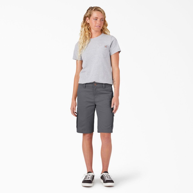 Women's Dickies Relaxed Fit Cargo Shorts Grey | 714285BHW