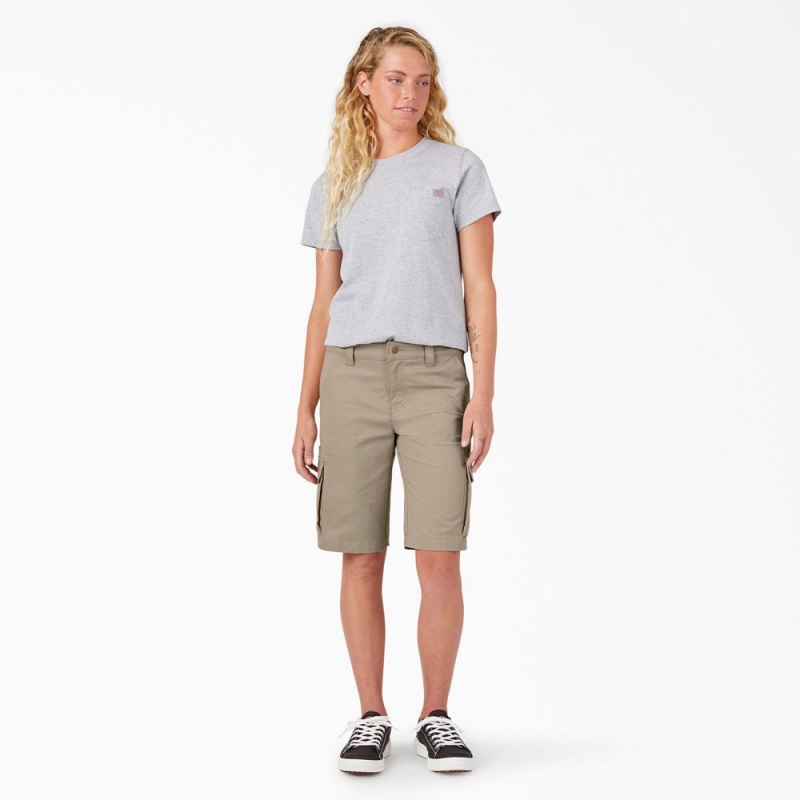 Women's Dickies Relaxed Fit Cargo Shorts Grey | 541029UXM