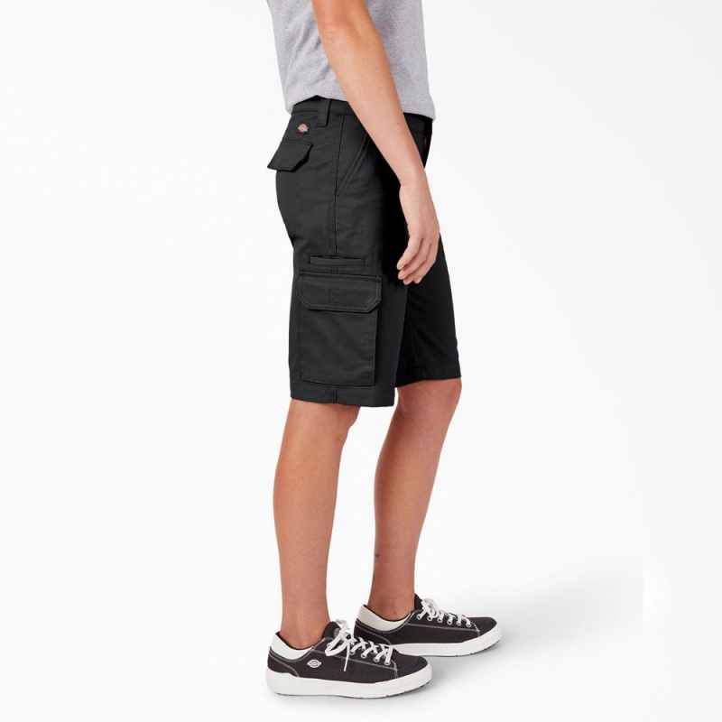 Women's Dickies Relaxed Fit Cargo Shorts Black | 823945GCT