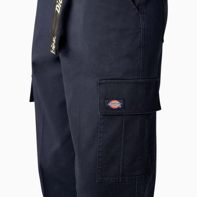 Women's Dickies Relaxed Fit Contrast Stitch Cropped Cargo Pants Navy | 513742ZOE