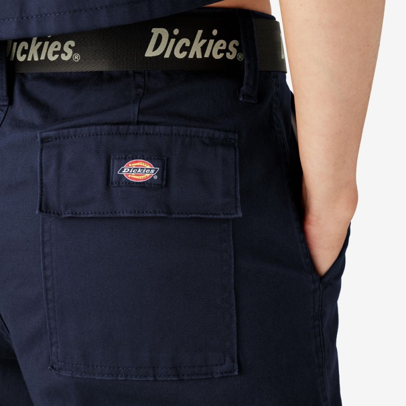 Women's Dickies Relaxed Fit Cropped Cargo Pants Navy | 179638FLZ