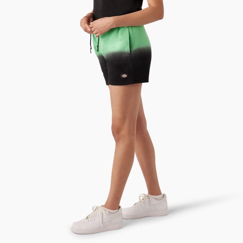 Women's Dickies Relaxed Fit Ombre Knit Shorts Green | 149238NPT