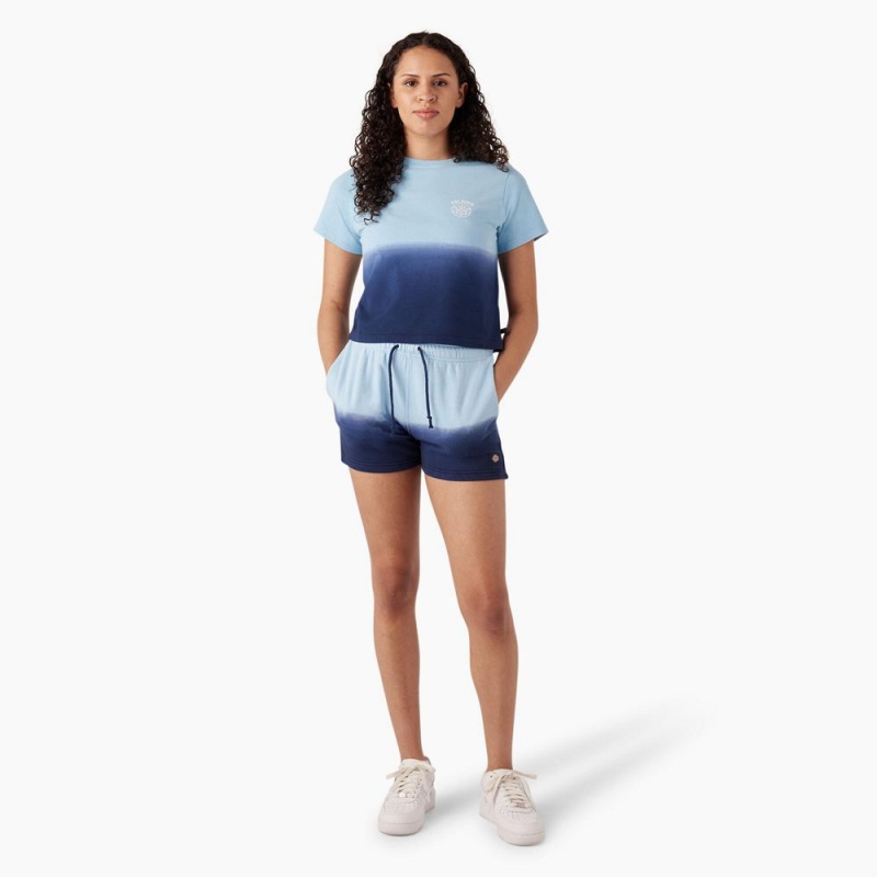 Women's Dickies Relaxed Fit Ombre Knit Shorts Blue | 143795YQB