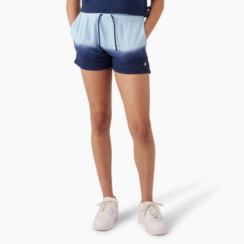 Women\'s Dickies Relaxed Fit Ombre Knit Shorts Blue | 143795YQB