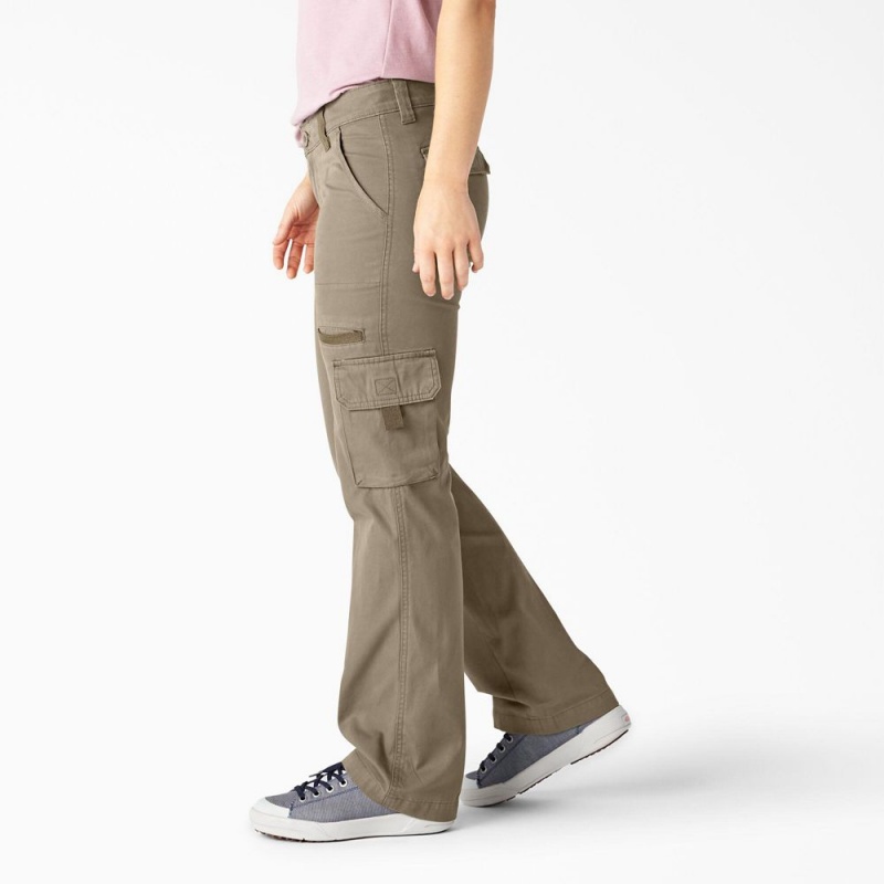 Women's Dickies Relaxed Fit Straight Leg Cargo Pants Grey | 324089EJF