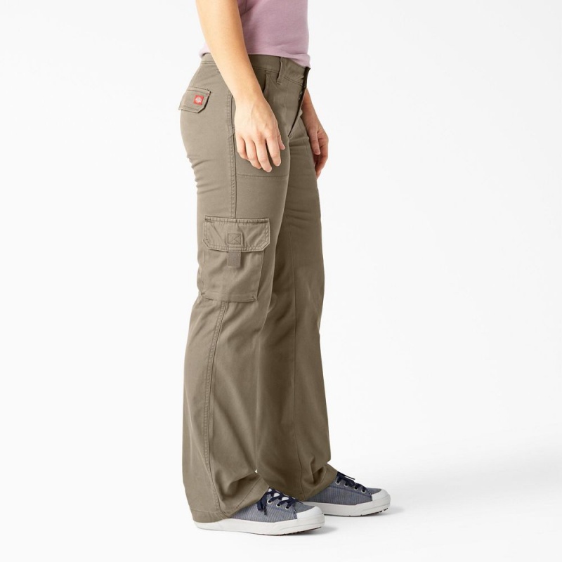 Women's Dickies Relaxed Fit Straight Leg Cargo Pants Grey | 324089EJF