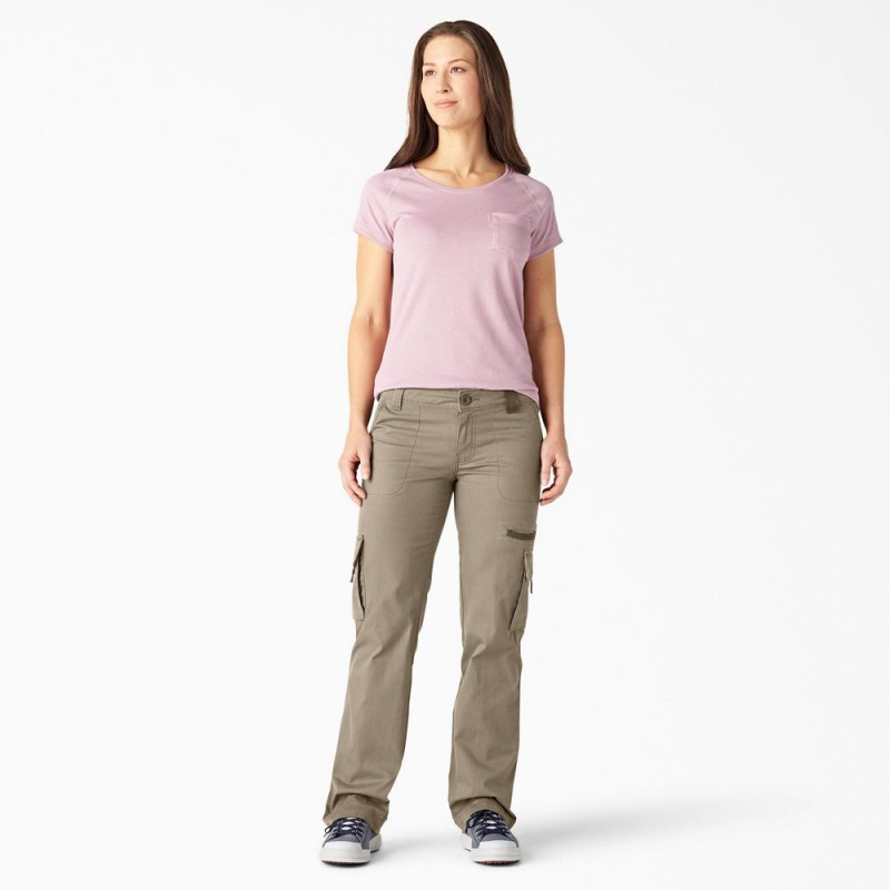 Women's Dickies Relaxed Fit Straight Leg Cargo Pants Grey | 324089EJF