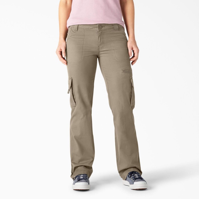 Women\'s Dickies Relaxed Fit Straight Leg Cargo Pants Grey | 324089EJF