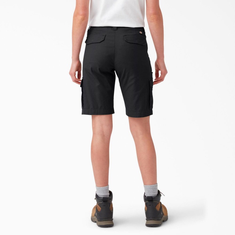 Women's Dickies Ripstop Cargo Shorts Black | 415697NWI