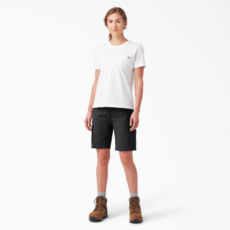 Women's Dickies Ripstop Cargo Shorts Black | 415697NWI