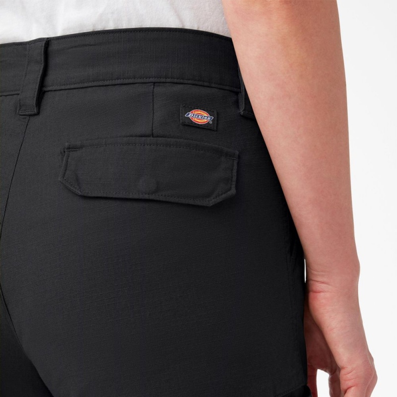 Women's Dickies Ripstop Cargo Shorts Black | 415697NWI