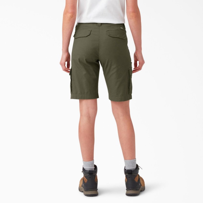 Women's Dickies Ripstop Cargo Shorts Green | 168032CNL