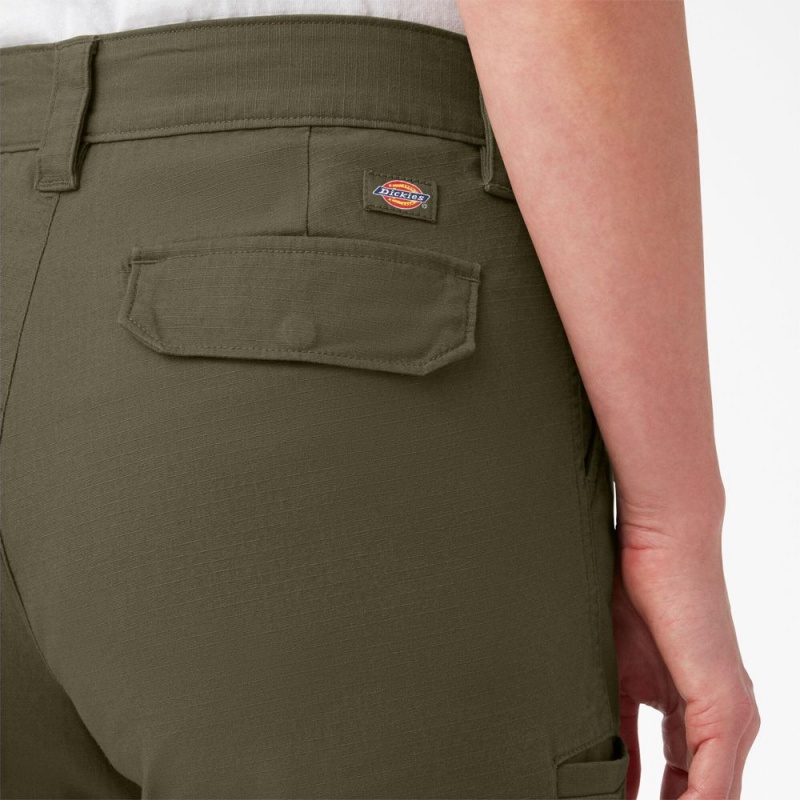 Women's Dickies Ripstop Cargo Shorts Green | 168032CNL