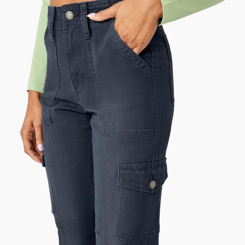 Women's Dickies Skinny Fit Cuffed Cargo Pants Navy | 907463WLS