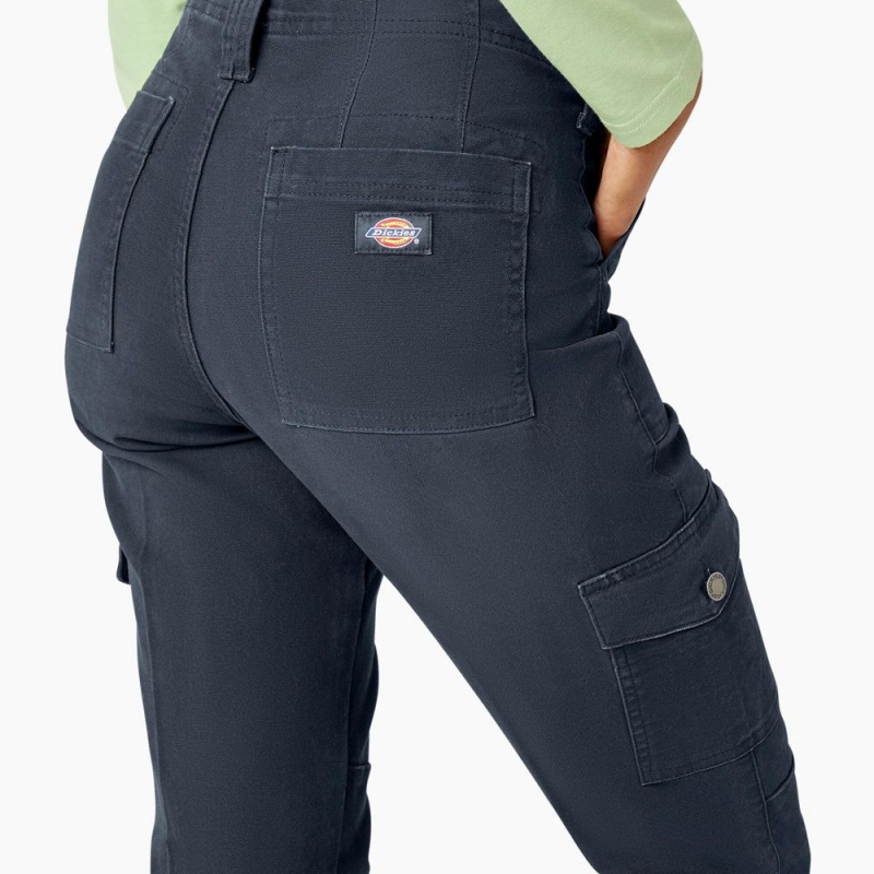 Women's Dickies Skinny Fit Cuffed Cargo Pants Navy | 907463WLS